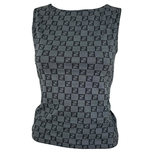 Fendi Gray Zucchino Monogram Tank Top