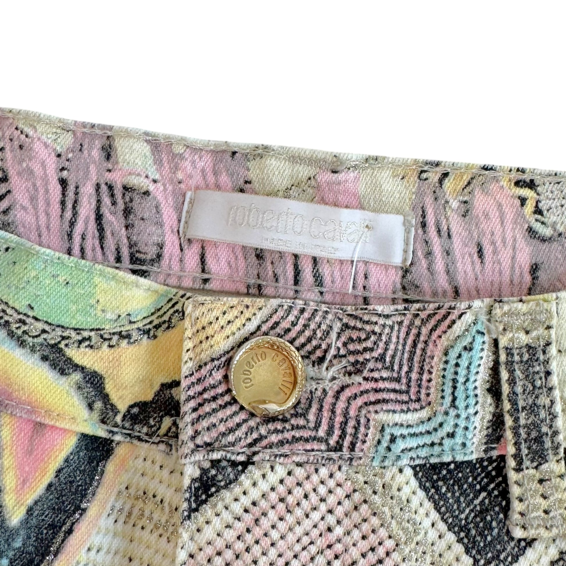 Roberto Cavalli Pastel Glitter Printed Jeans