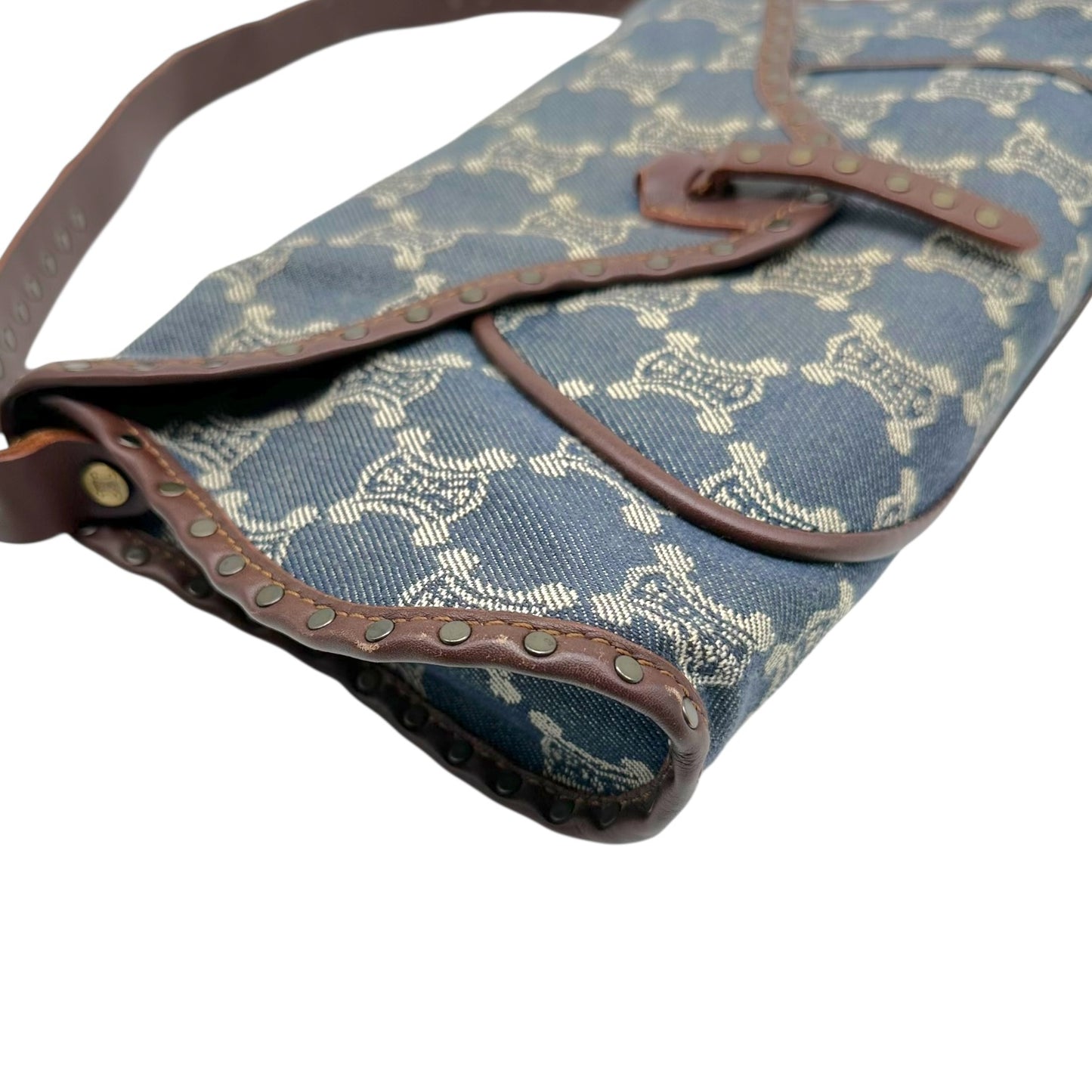 Celine Denim Triomphe Monogram Poulbot Bag