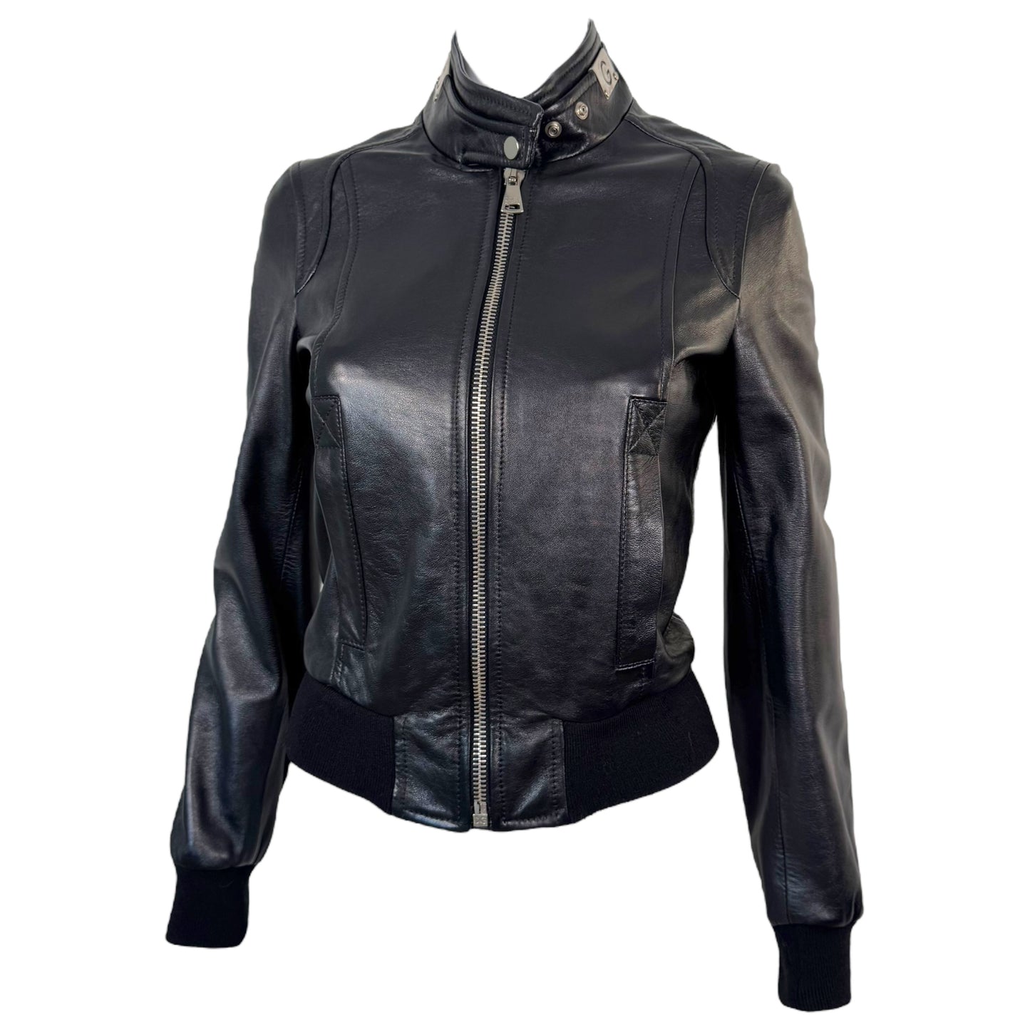 Dolce & Gabbana Black Leather Logo Hardware Bomber Jacket - Outfit Repeater
