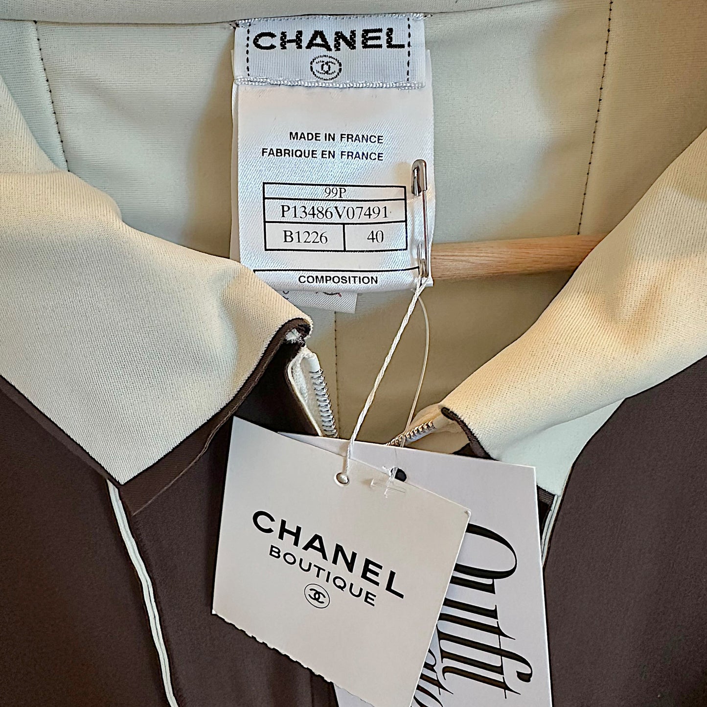 Chanel Spring 1999 Brown Paneled Spandex Zip Up Cropped Top NEW