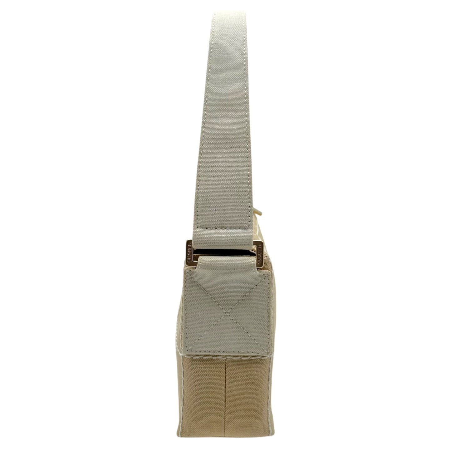 Chanel Ivory Embroidered Logo Chocolate Bar Mini Bag