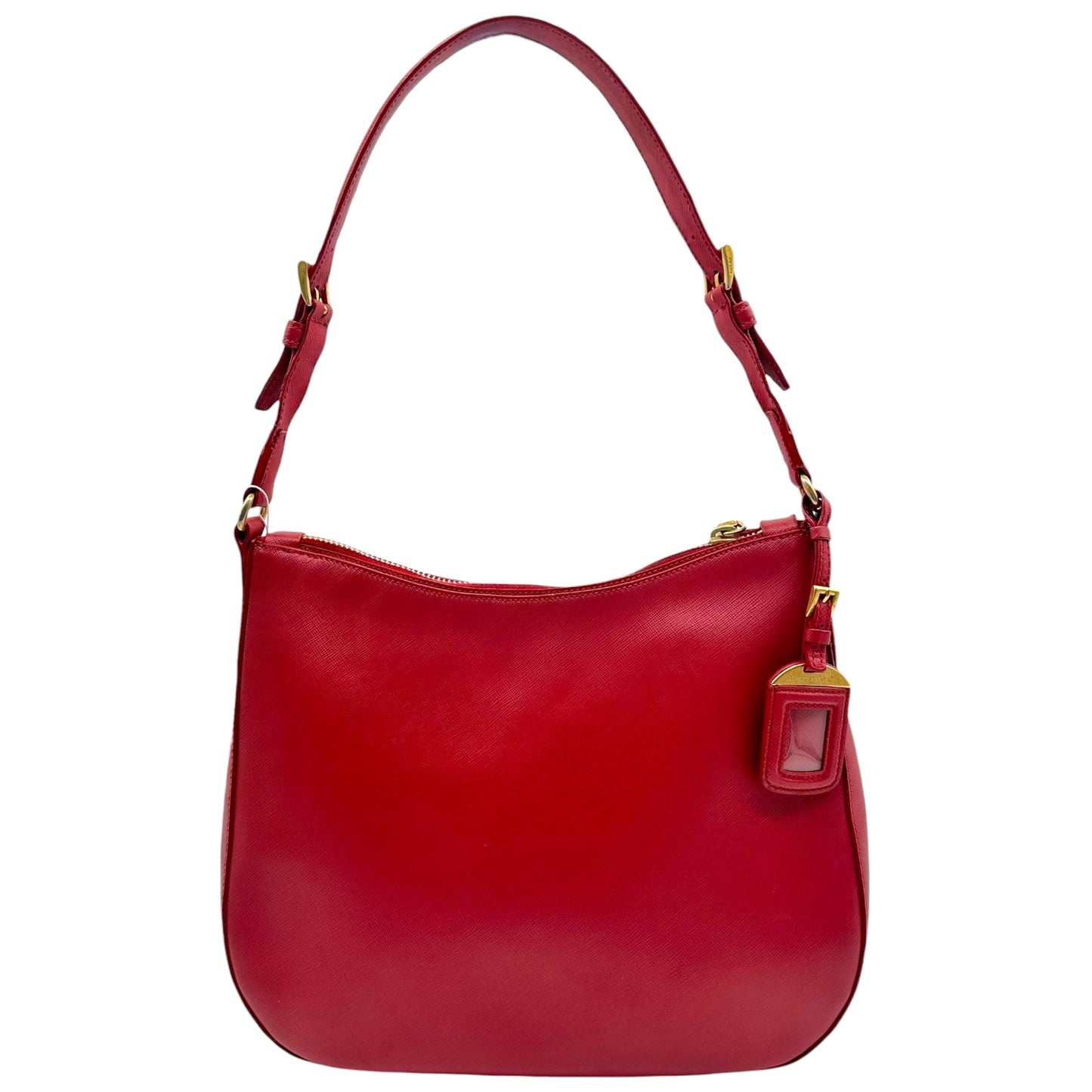 Prada Red Saffiano Leather Hobo Shoulder Bag
