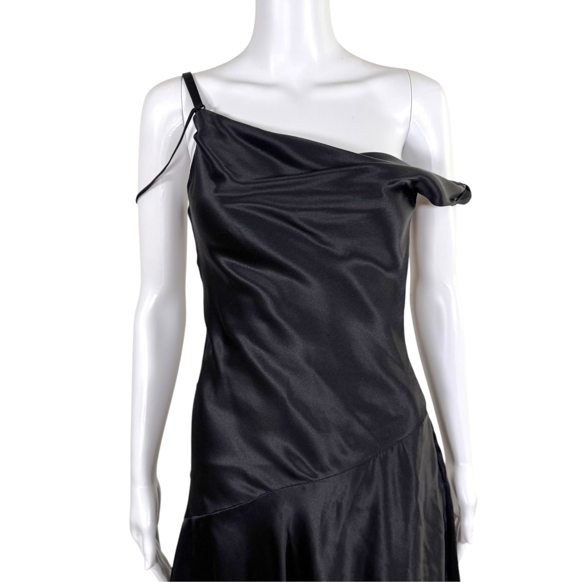 Dolce & Gabbana Black Silk Asymmetrical Midi Dress