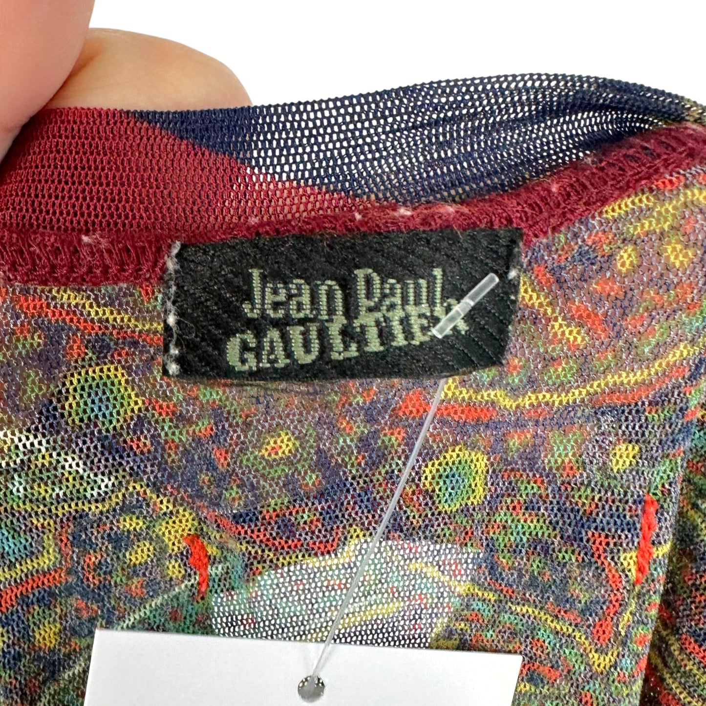 Jean Paul Gaultier Jewel-Toned Paisley Swirl Print Mesh T-Shirt