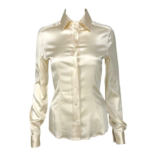 Dolce & Gabbana Cream Silk Button Up Blouse