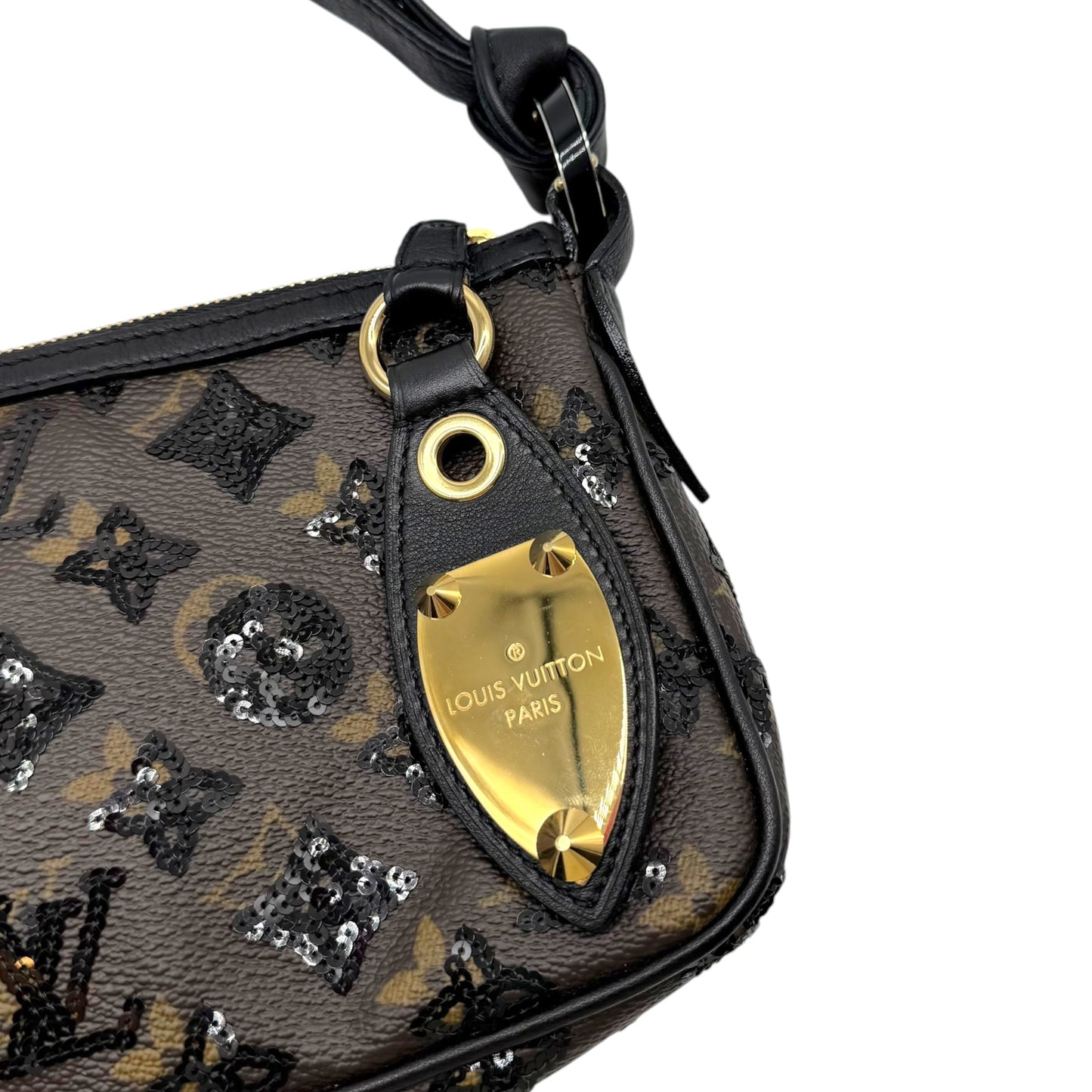 Louis Vuitton Pochette Bag Monogram Sequin Dark Brown