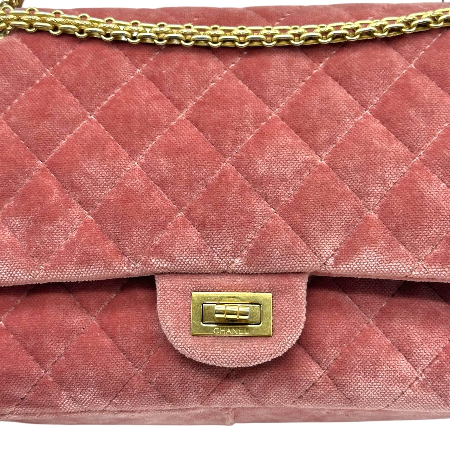 Chanel Pink Velvet Reissue 2.55 Medium Double Flap Bag 2017-18