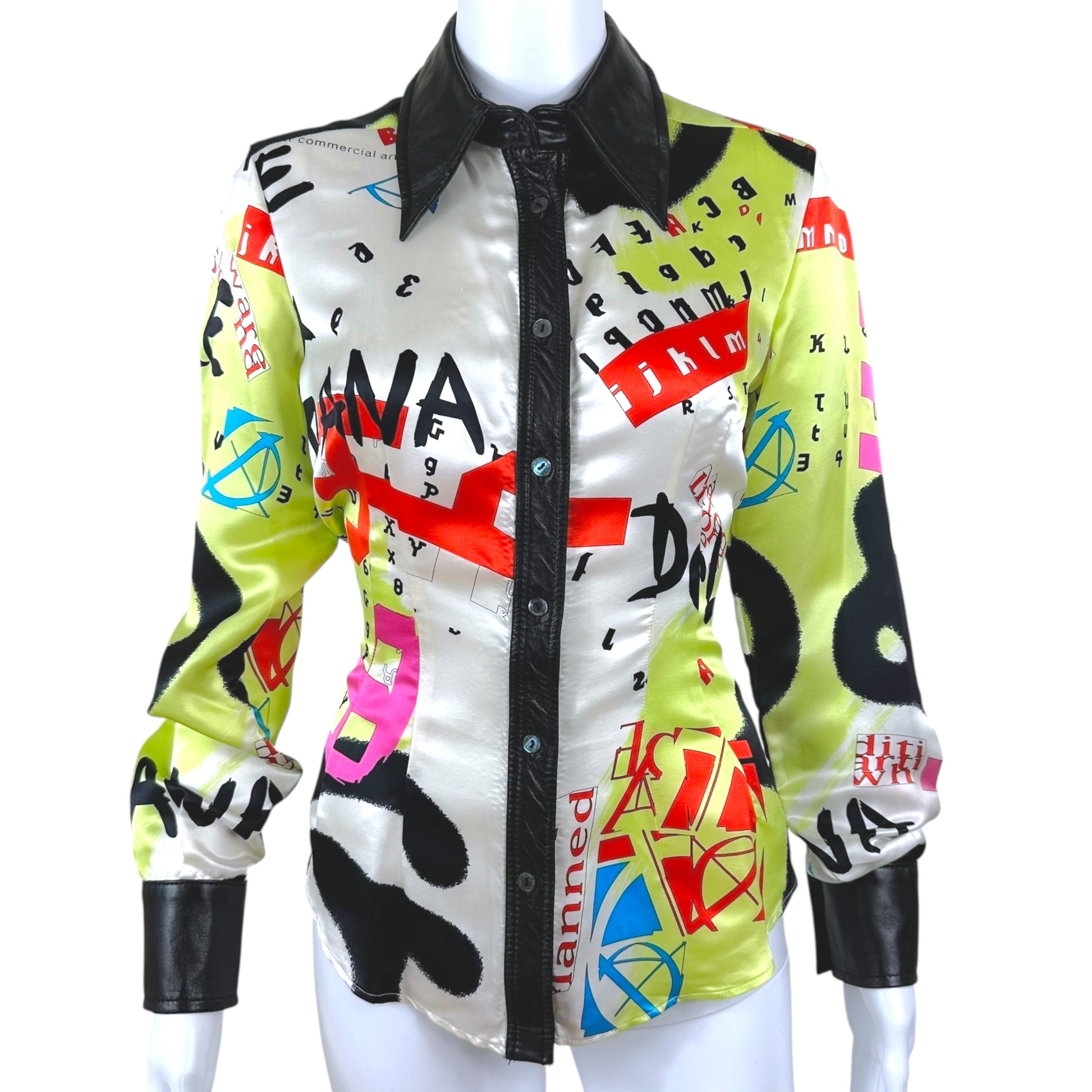 D&G Dolce & Gabbana Silk & Leather Printed Blouse - Outfit Repeater