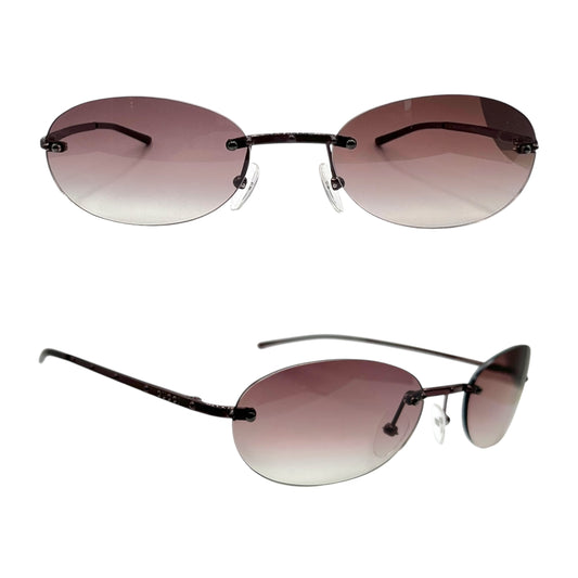 Gucci Burgundy Rimless Oval Gradient Sunglasses GG1757