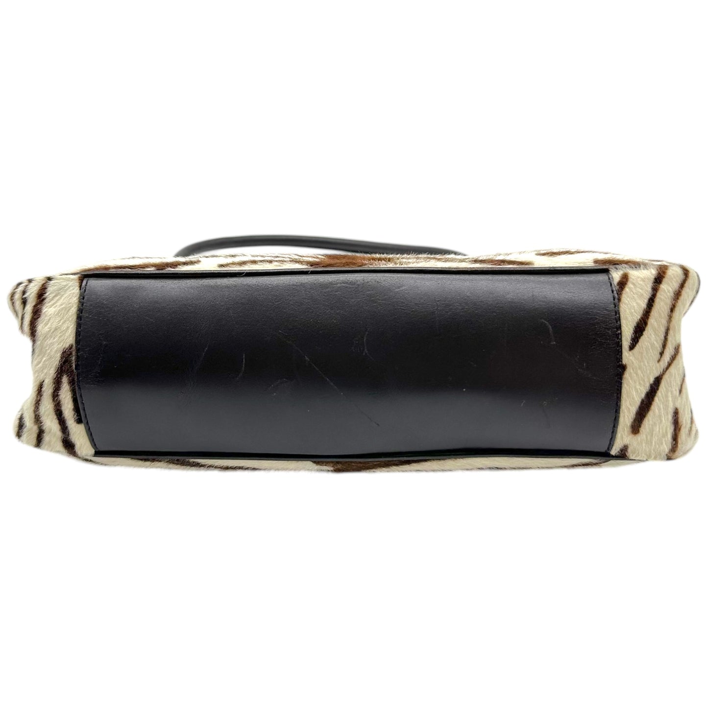 Prada Brown White Zebra Print Ponyhair Shoulder Bag