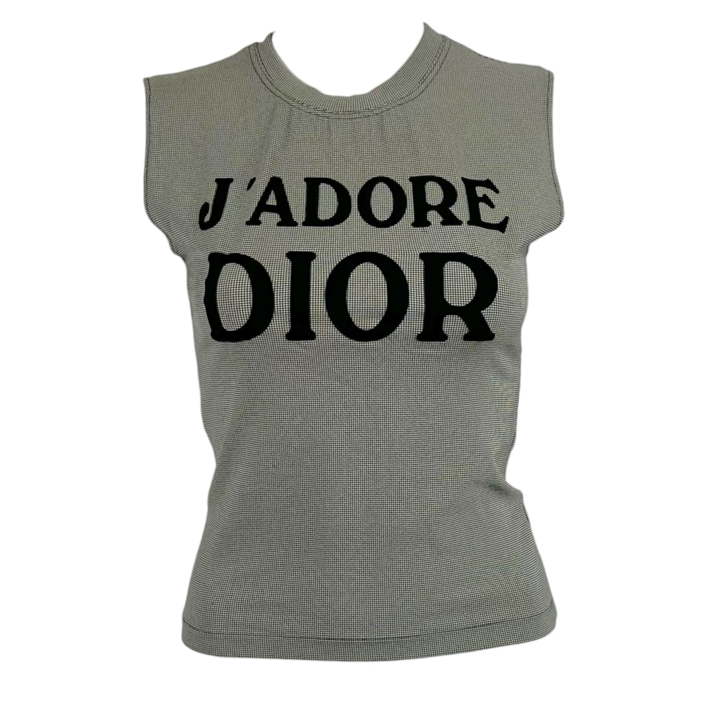 Christian Dior F/W 2002 Black & White Houndstooth J'Adore Dior Tank Top