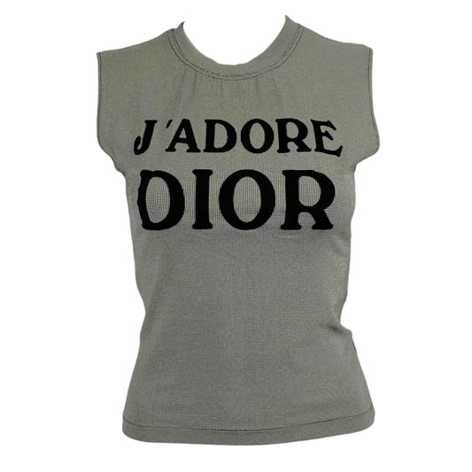 Christian Dior F/W 2002 Black & White Houndstooth J'Adore Dior Tank Top