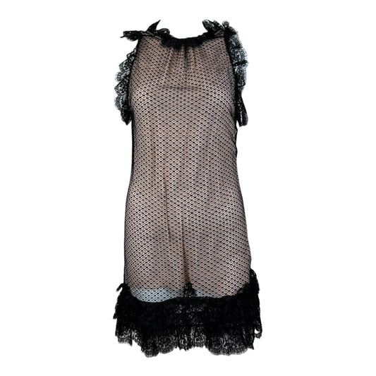 Dsquared2 Black Lace Ruffle Trim Mini Dress