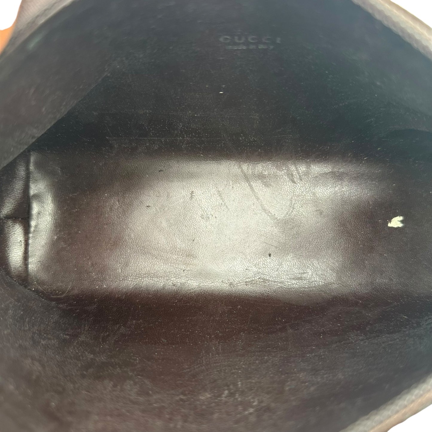 Gucci Brown Suede Embossed Monogram Cosmetic Pouch