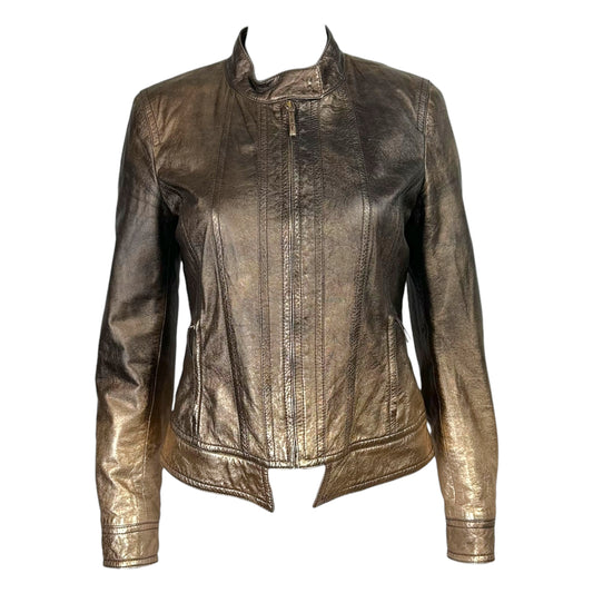Roberto Cavalli 2008 Bronze Metallic Gradient Leather Jacket