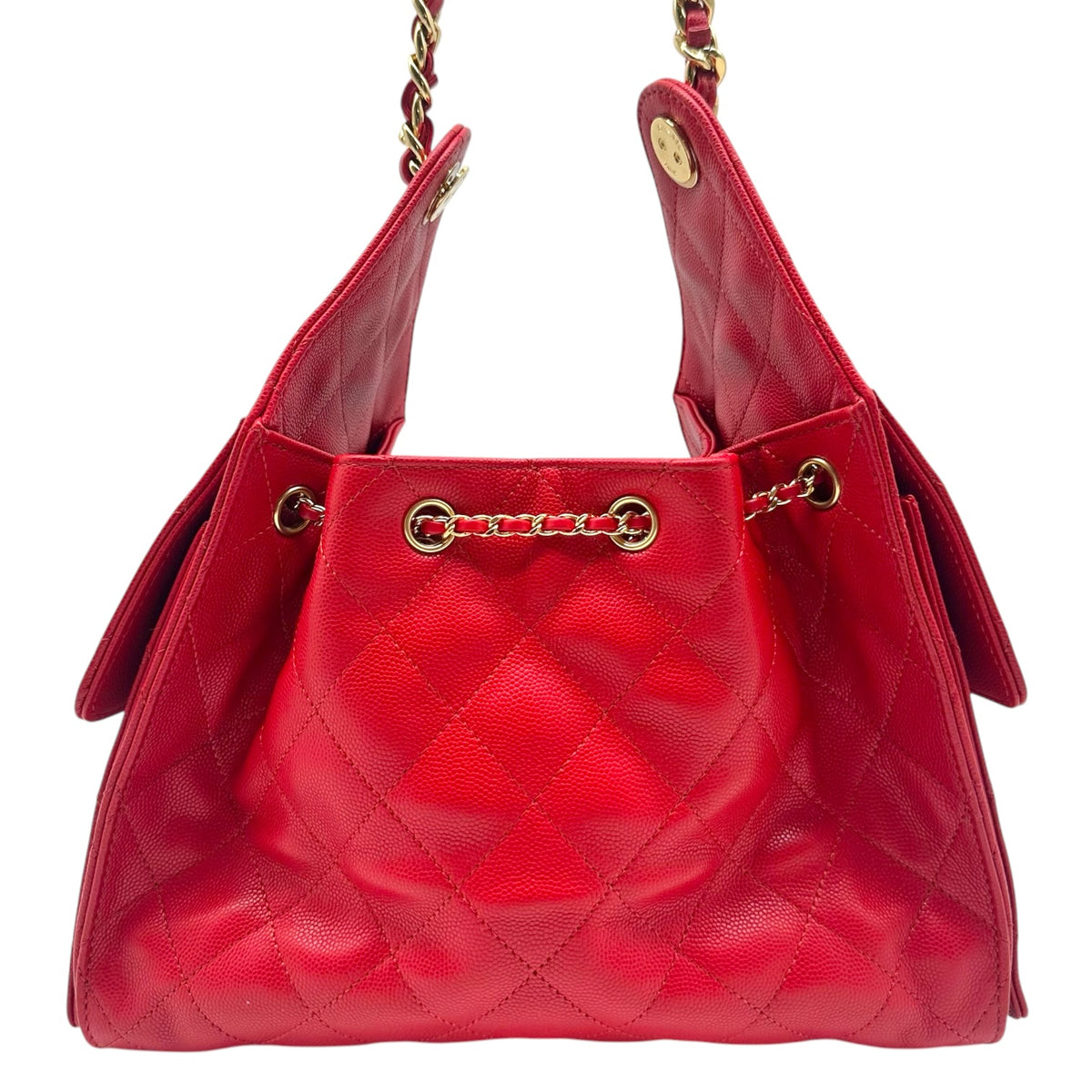 Chanel Red Caviar Leather Hobo Shoulder Bag