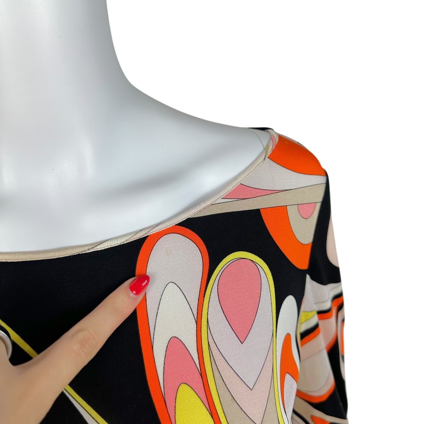 Emilio Pucci Orange Printed Silk Flare Sleeve Top