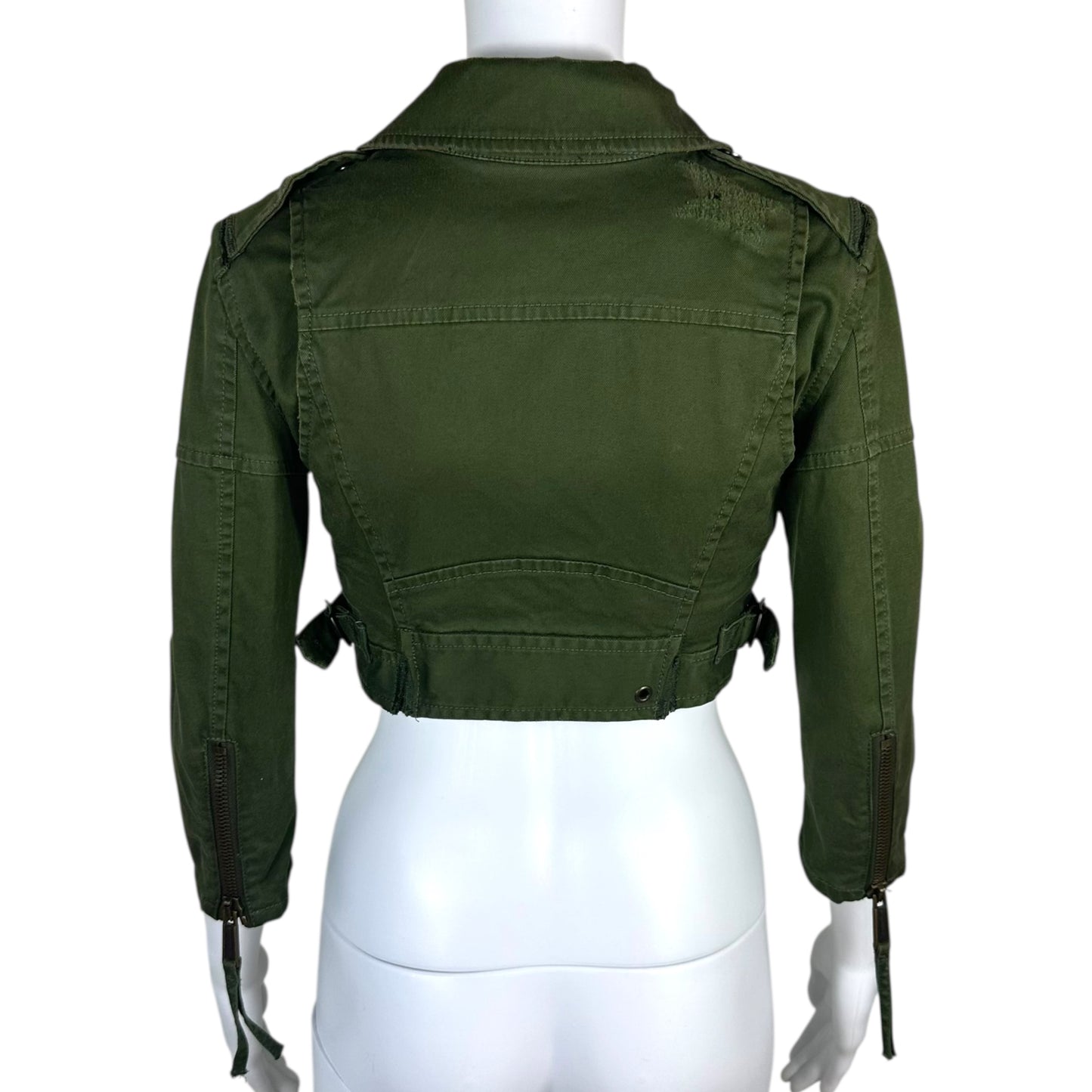 Dsquared2 Cropped Khaki Biker Jacket