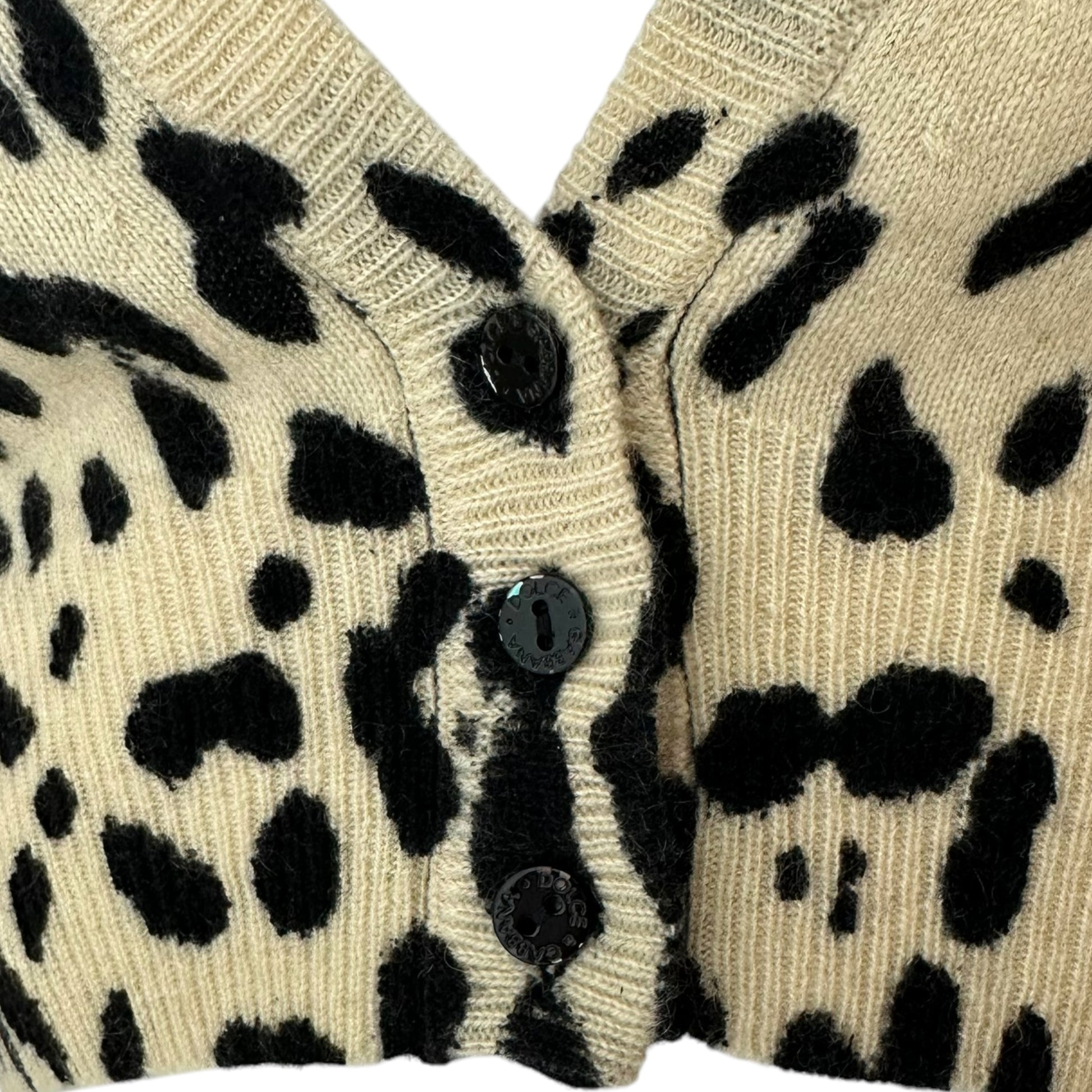 Dolce & Gabbana 3/4 Sleeve Cropped Leopard Print Cashmere Cardigan - Outfit Repeater