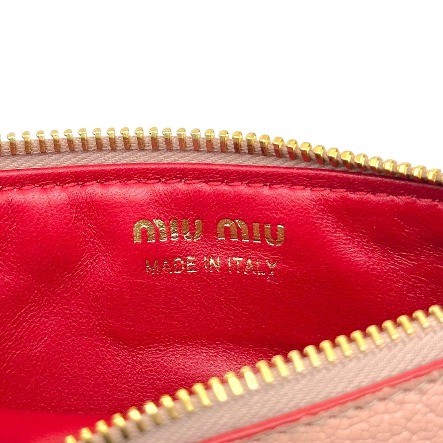 Miu Miu Pink Love Letter Cardholder Zip Wallet