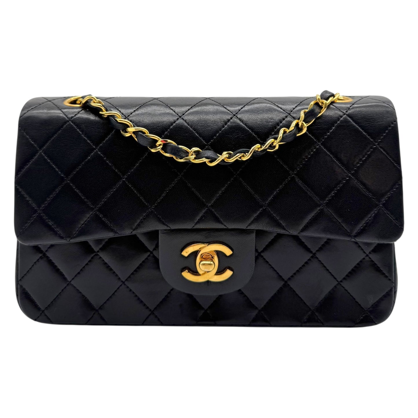 Chanel Black Matelasse Lambskin Small Classic Flap Bag 1989-91 - Outfit Repeater