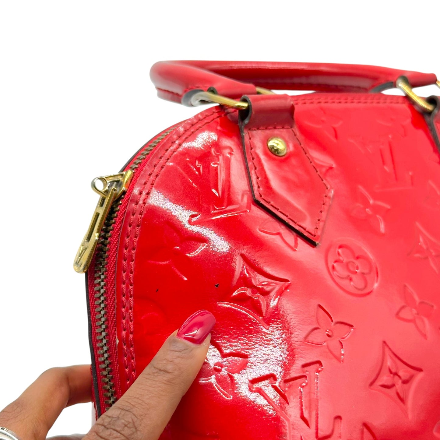 Louis Vuitton Red Patent Vernis Monogram Alma BB 2-Way Bag