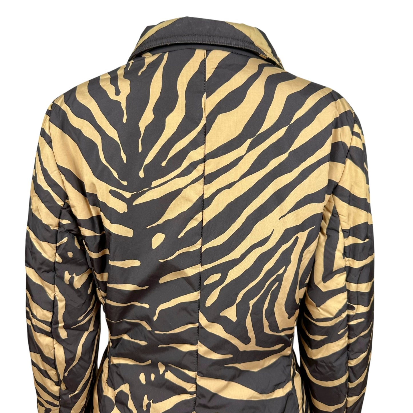 Dolce & Gabbana Brown Zebra Print Puffer Trench Coat