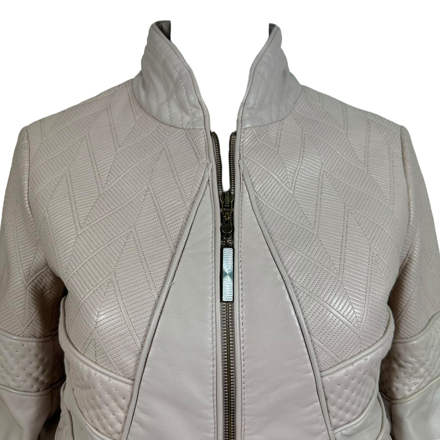 Just Cavalli by Roberto Cavalli Pink Embroidered Leather Moto Jacket NWT