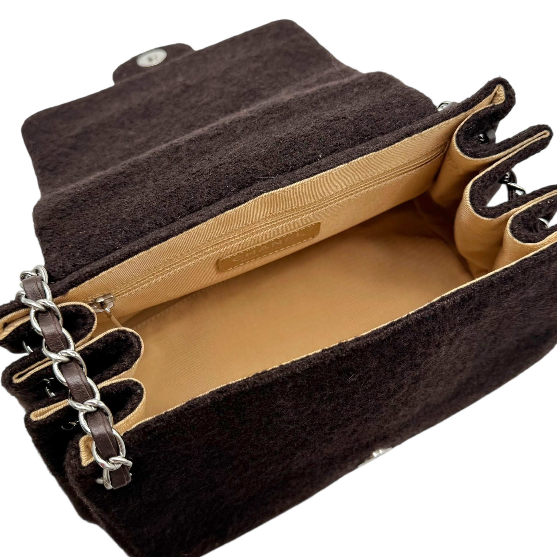 Chanel Brown Wool & Silver Hardware Matelasse Accordion Bag - Outfit Repeater