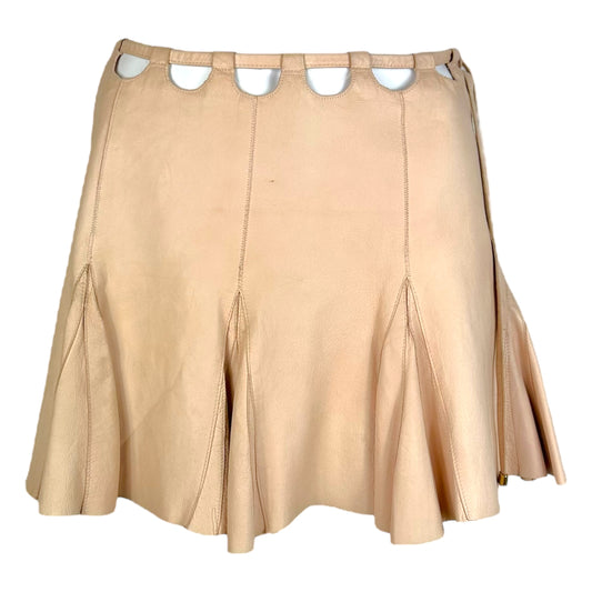 Roberto Cavalli 2003 Pink Leather Tie Waist Mini Skirt