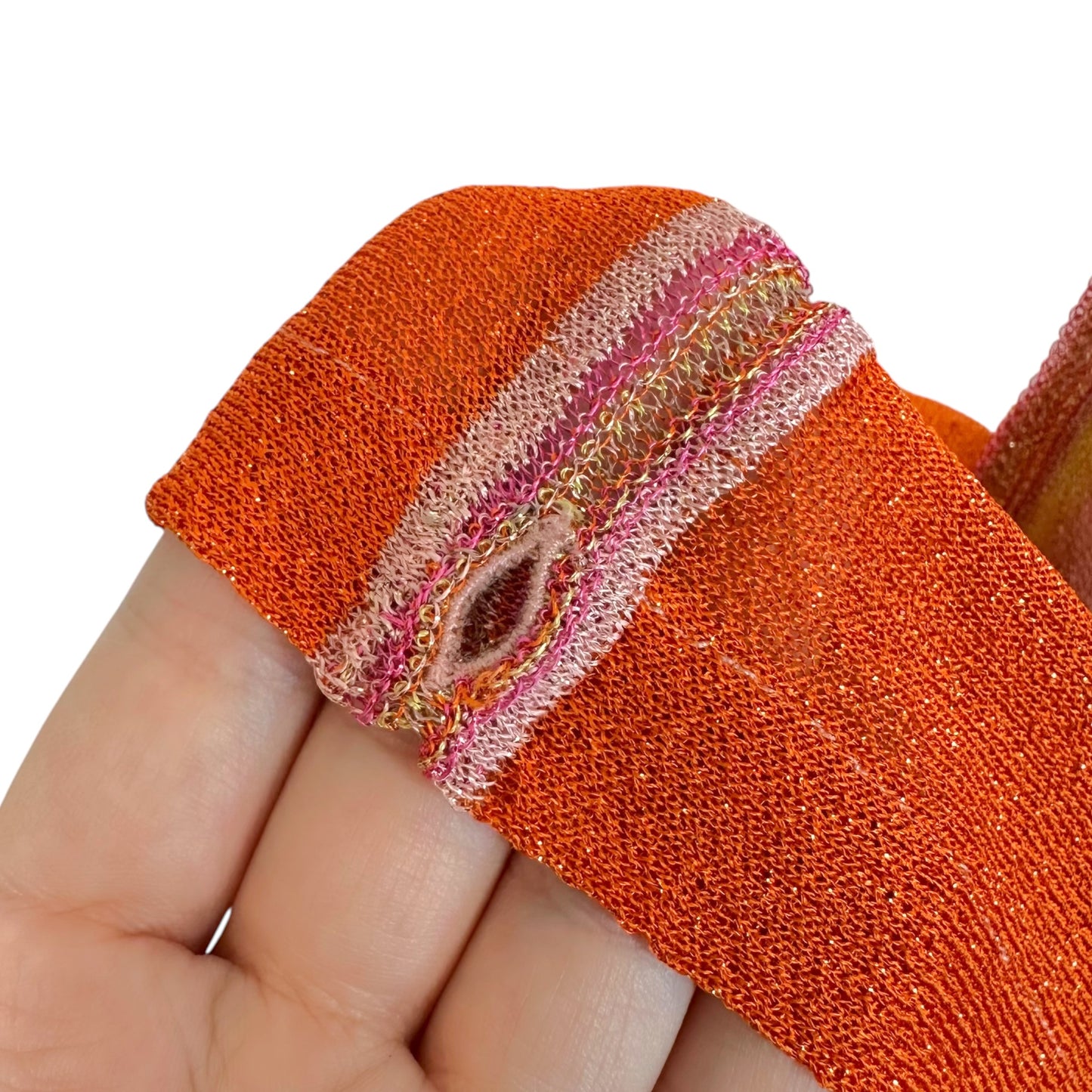 M Missoni Pink & Orange Metallic Semi-Sheer Knit Blouse NEW