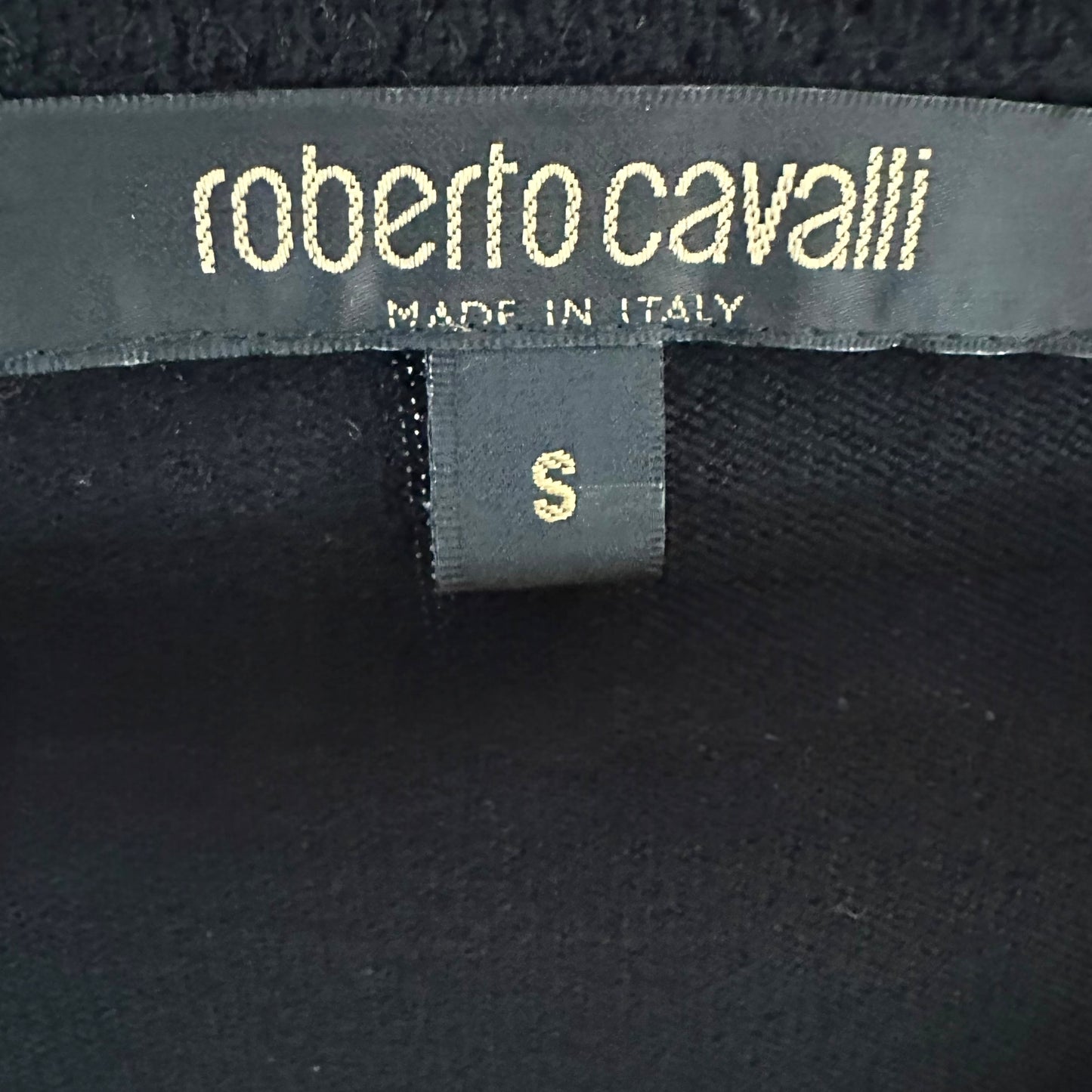 Roberto Cavalli F/W 2003 Black Leather Panel Knit Top