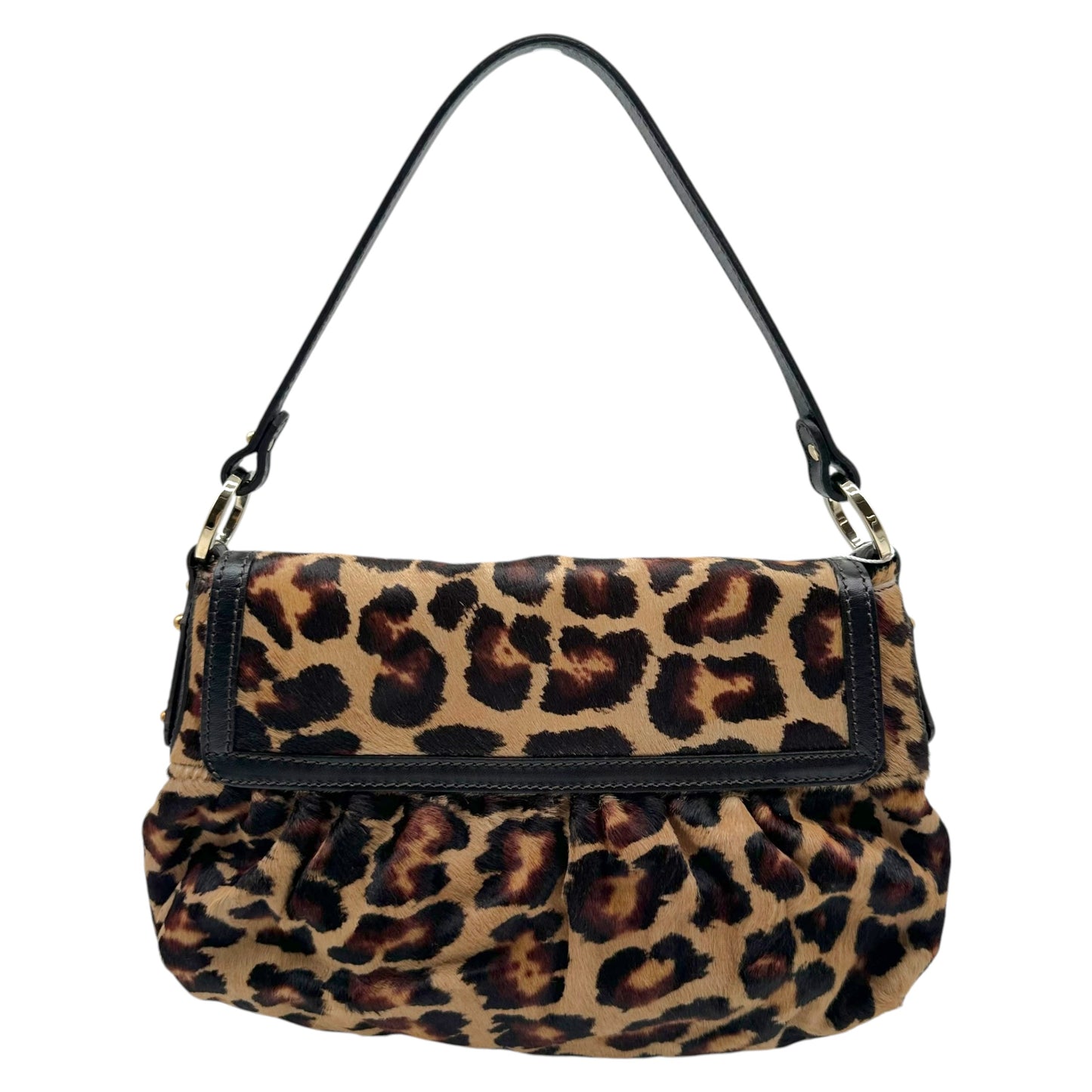 Fendi Leopard Print Ponyhair Shoulder Bag