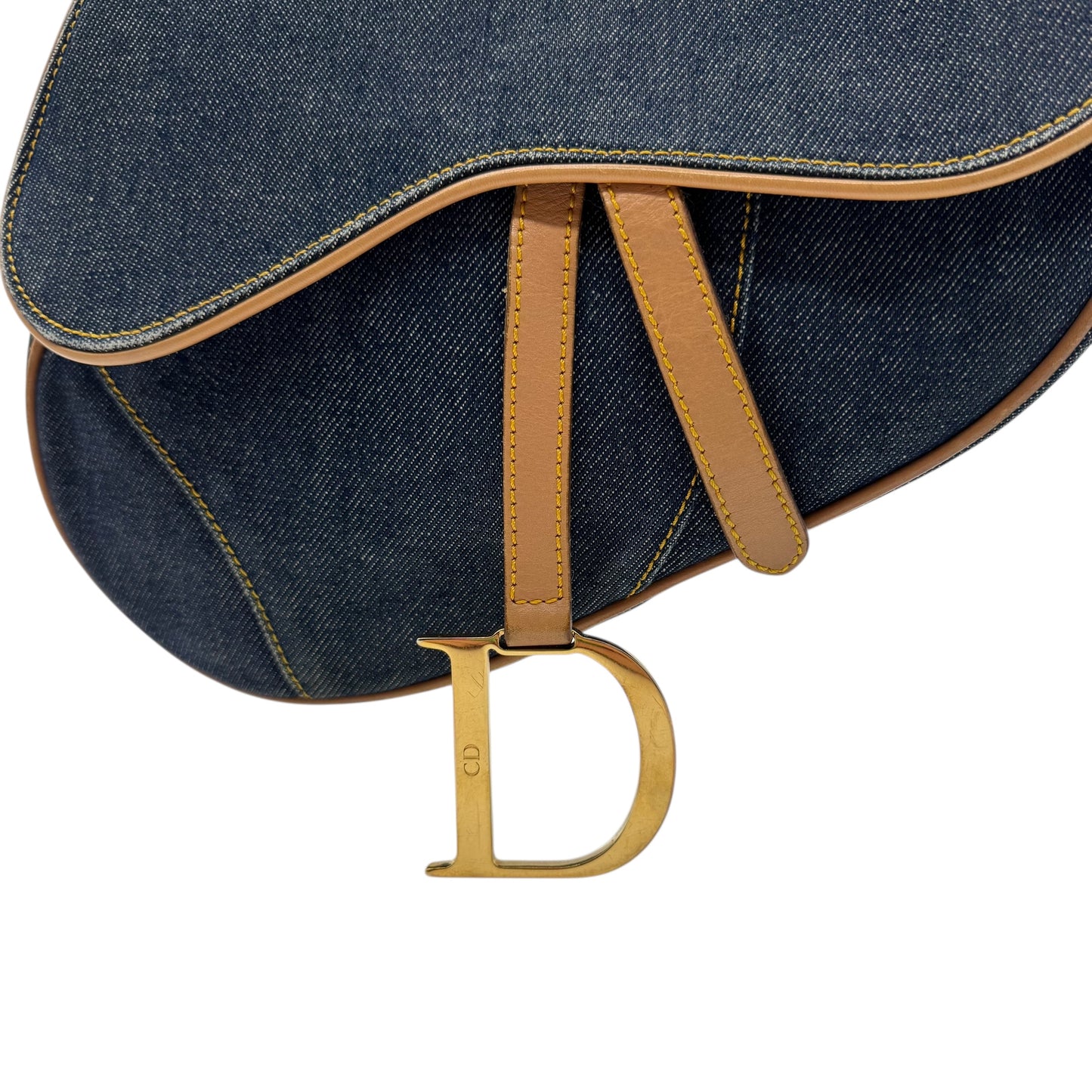 Christian Dior Denim & Gold Hardware Saddle Bag