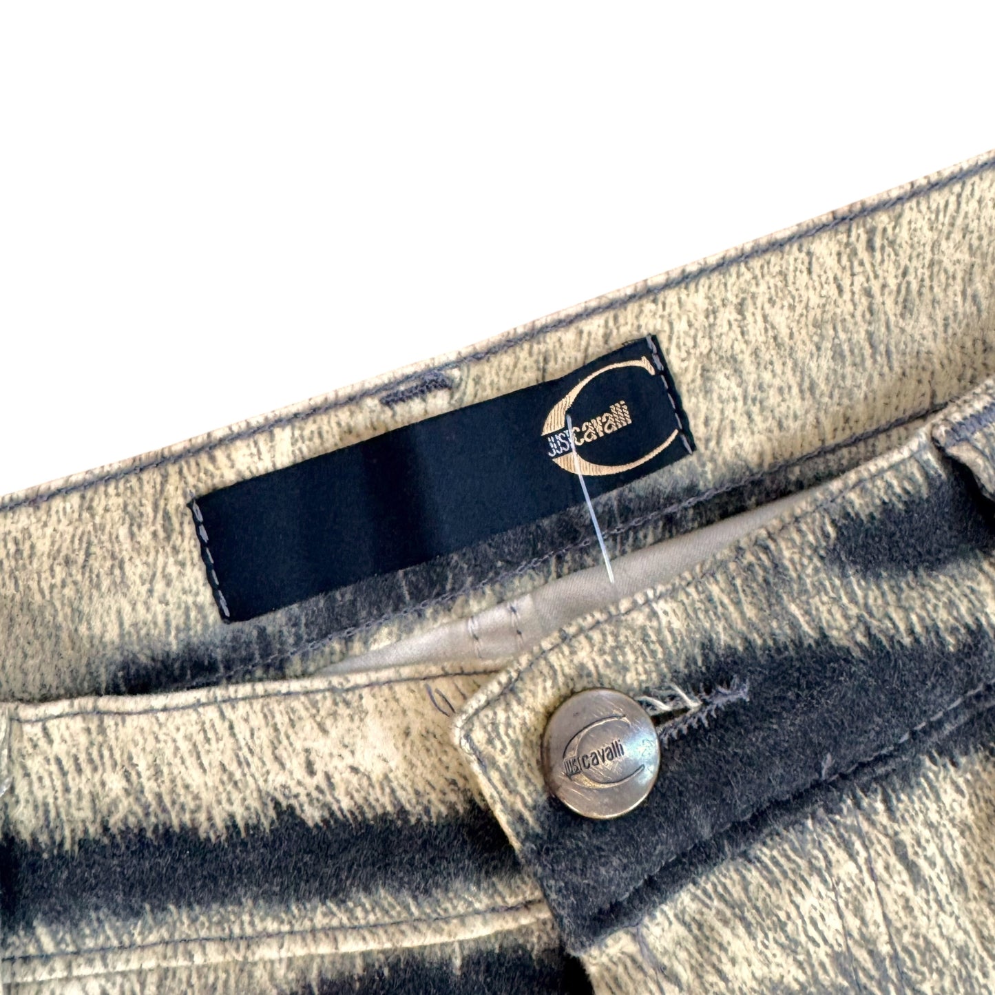 Roberto Cavalli Beige Tiger Print Jeans