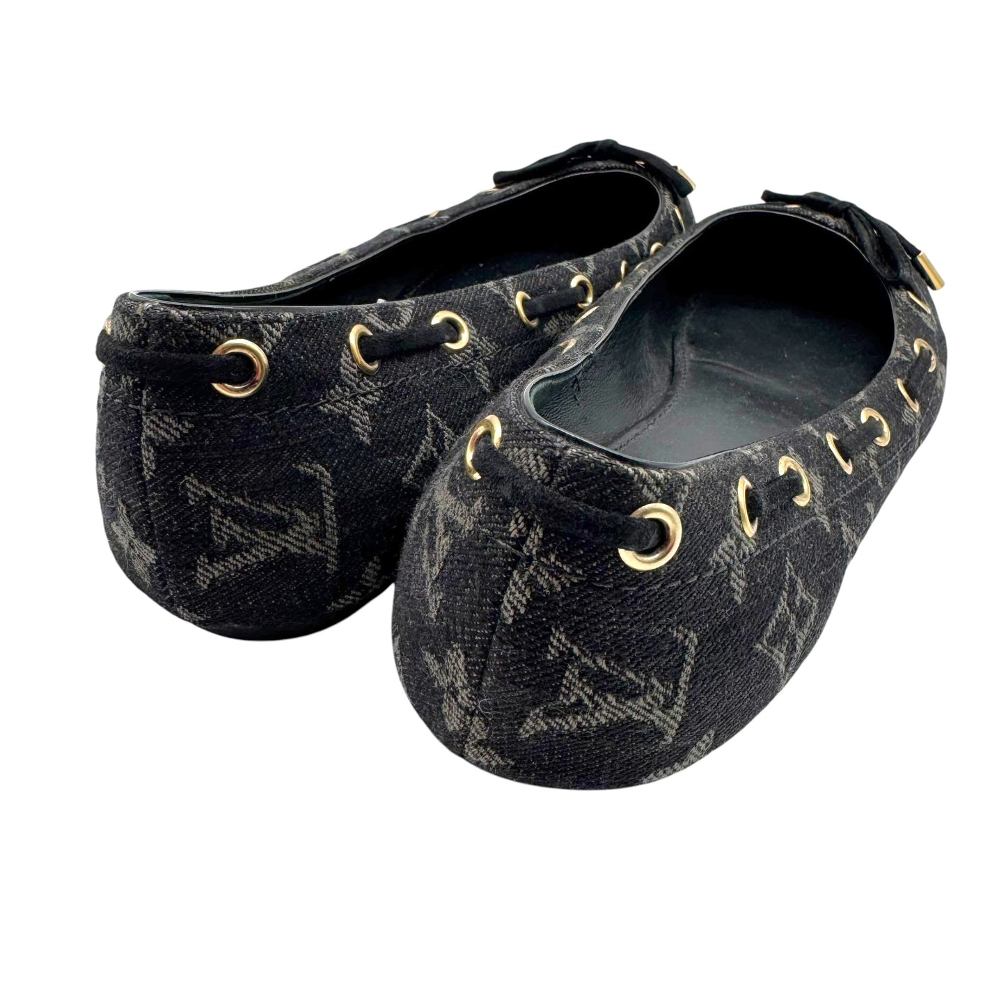 Louis Vuitton Black Denim Monogram Ballet Flats
