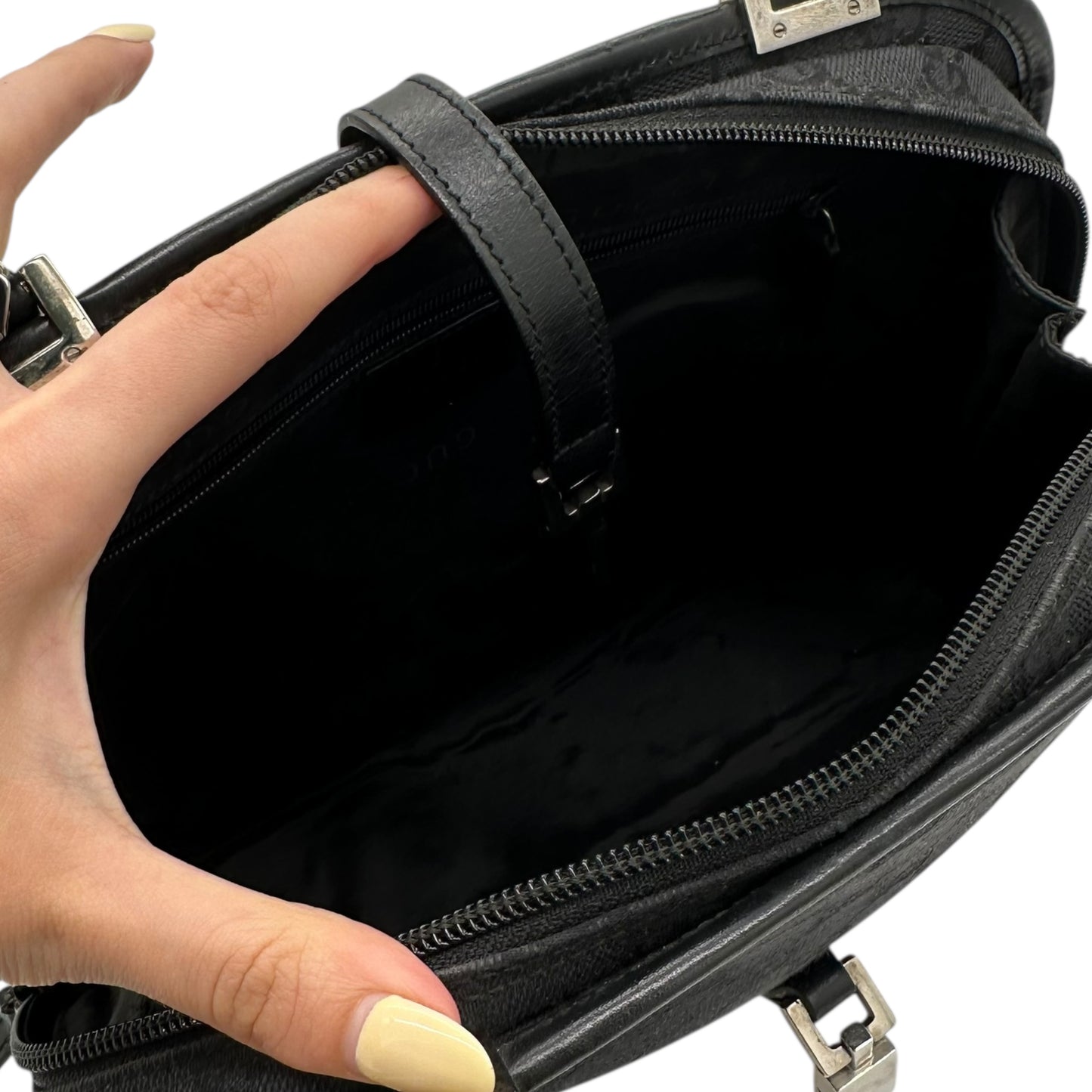 Gucci Black Monogram Canvas Bowler Bag