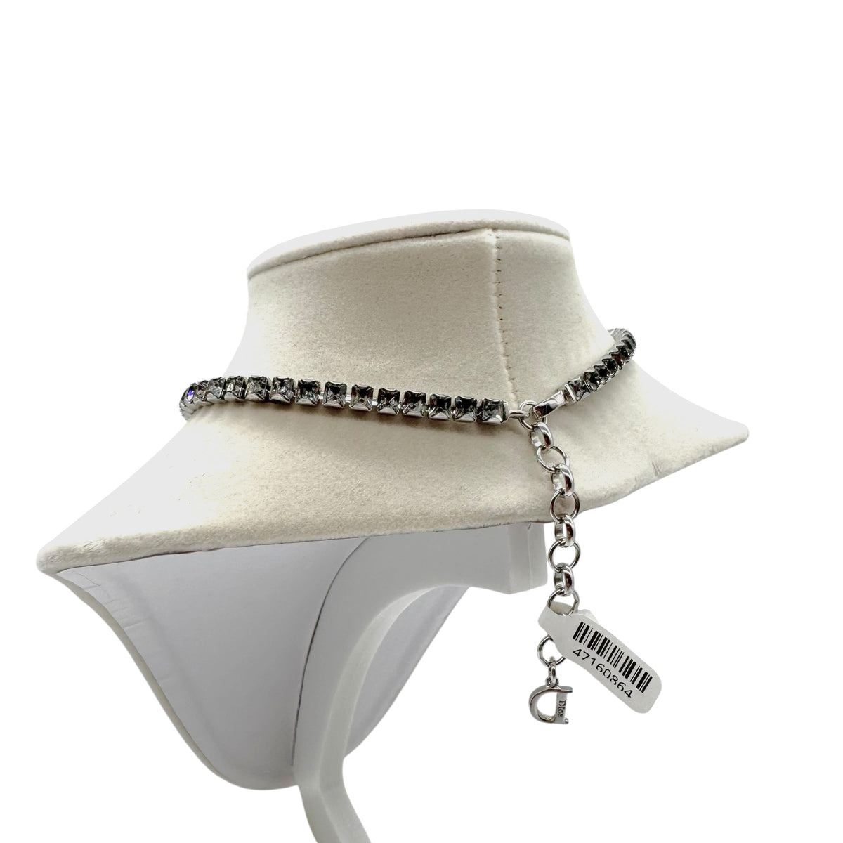 Christian Dior 'Girly Dior' Silver Crystal Tennis Chain & White Flower Choker Necklace