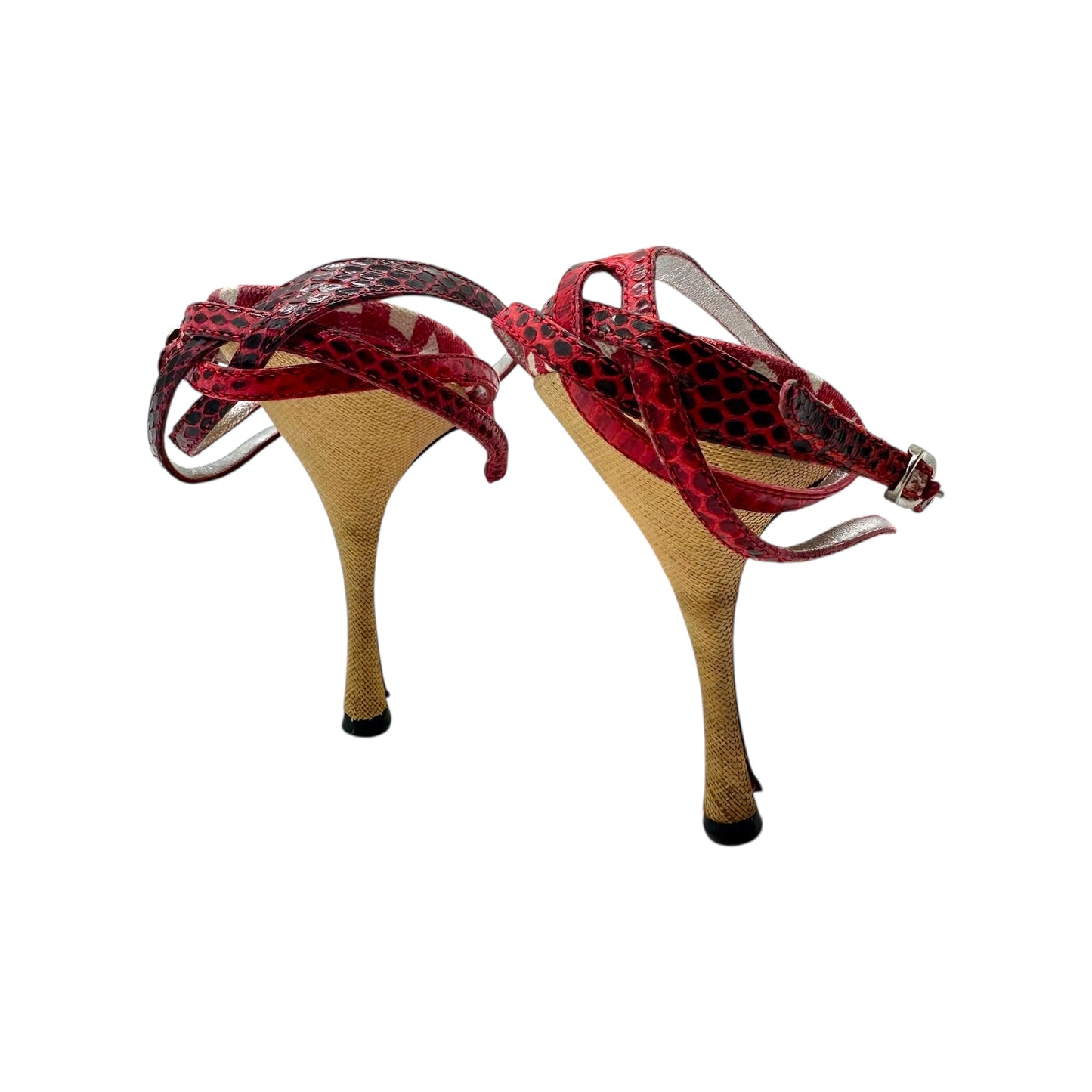 Dolce & Gabbana Gingham & Python Crystal Embellished Heels