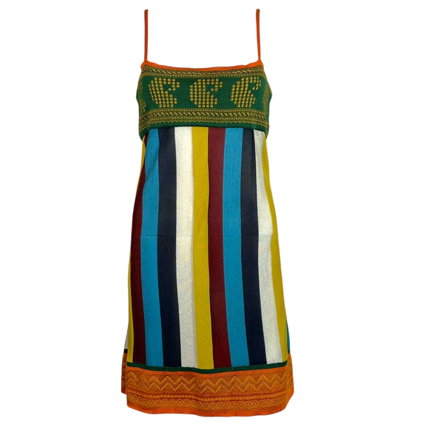Jean Paul Gaultier Maille Multicolor Striped Knit Mini Dress