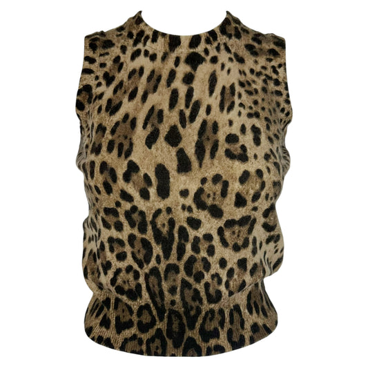 Dolce & Gabbana Leopard Print Wool Cashmere Sleeveless Top