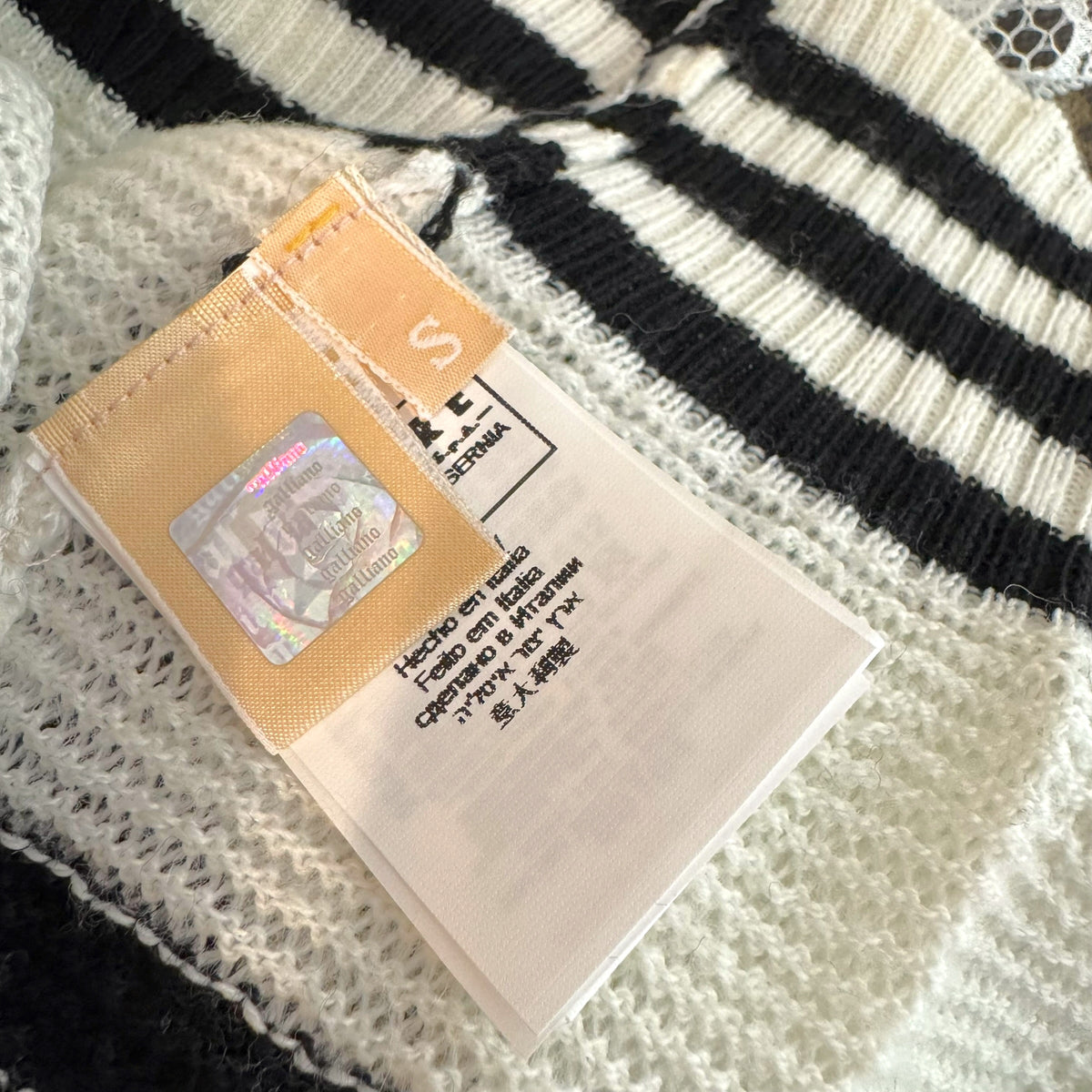 Galliano Striped Knit Cami Black White Sequin Doll Face