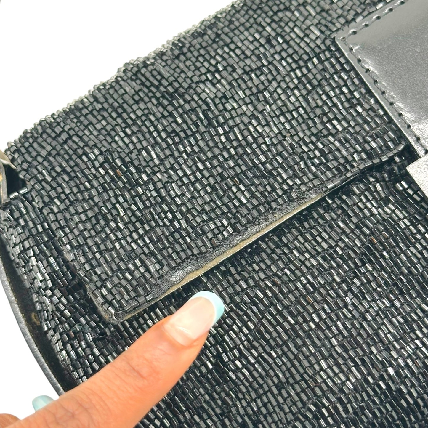 Fendi Black Beaded Baguette Bag