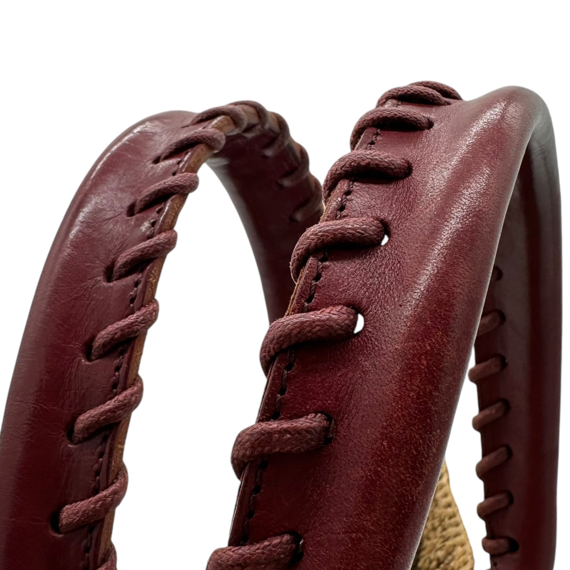 Balenciaga Burgundy Trim Raffia City Beach Bag - Outfit Repeater