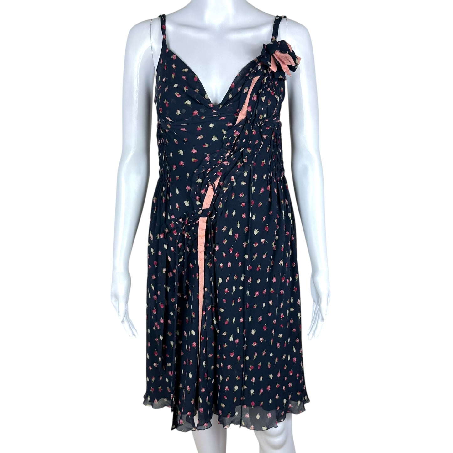 Moschino Navy Floral Silk Dress