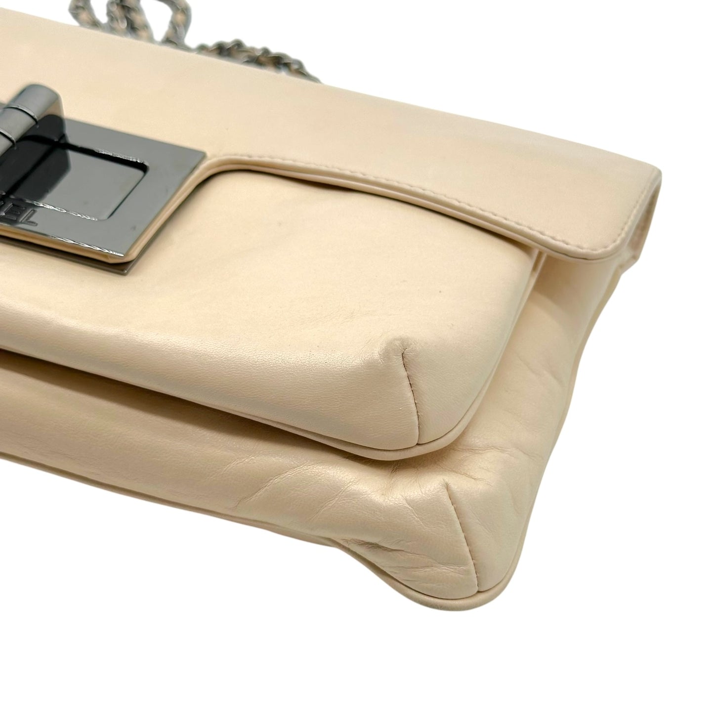 Chanel Ivory Lambskin Leather Turnlock Shoulder Bag