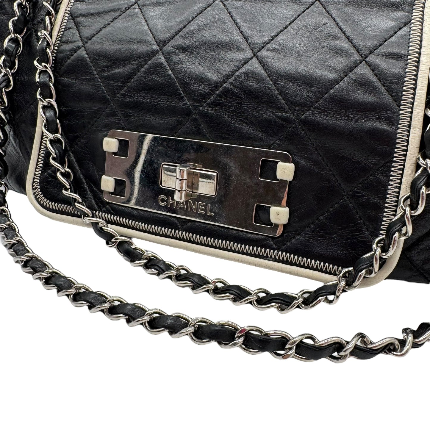 Chanel Black Matelasse Large East West Accordion Flap Bag 2006-08 - Outfit Repeater
