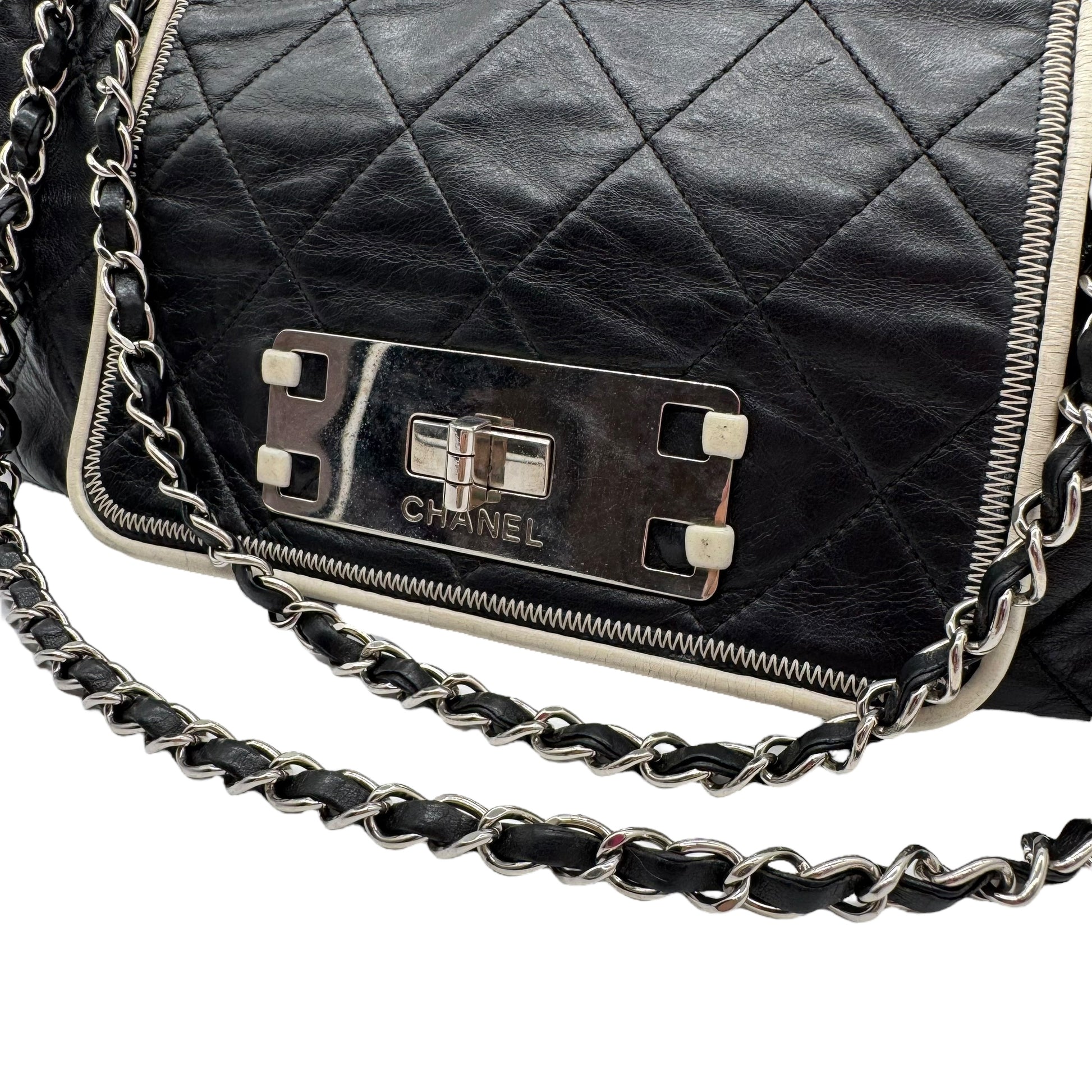 Chanel Black Matelasse Large East West Accordion Flap Bag 2006-08 - Outfit Repeater