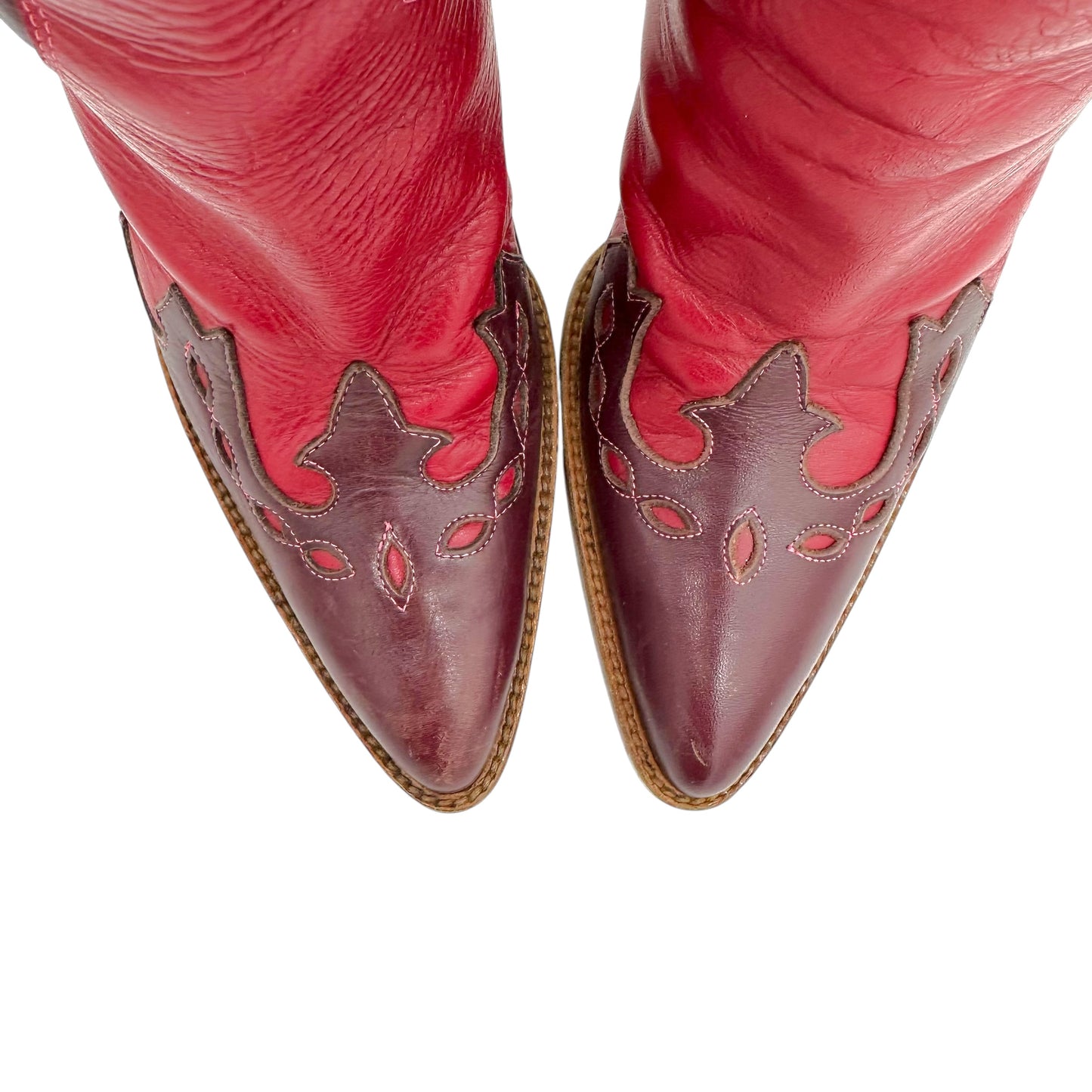 D&G Dolce & Gabbana Red Leather Cowboy Boots